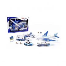 Coffret Aeroport 11 Pieces Avion 26 Cm Et Accessoires - Bleu - Mgm