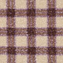 Tissu Fausse Fourrure Bouclette Léo Carreaux Violets Sur Fond Beige - Au Mètre - Craftine