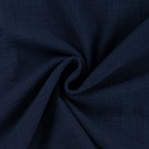 Tissu Double Gaze Aspect Lin Uni Bleu Marine - Au Mètre - Craftine