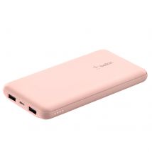 Belkin Batterie De Secours 10000 Mah 2x Usb Et Usb C 15w Voyant Led Rose Champagne