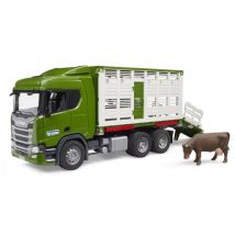 Camion De Transport D'Animaux Scania Super 560r + Vache - Bruder - 03548 - Bétaillère - Bruder