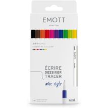 Feutres - Dessin - Ecriture - Coloriage - 10 Couleurs Essentielles - Pointe Fine - Emott - Uni-Ball