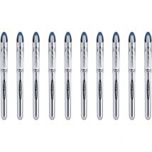 10 Stylos Roller Bille Bleu Vision Élite Pointe Moyenne 0,8mm Uni Ball - Uni-Ball