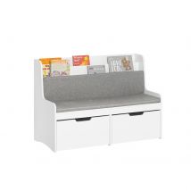 Sobuy Kmb66-w Coffre À Jouets Enfants, Banc De Rangement Pour Enfants Avec Bibliothèque, 2 Tiroirs Sur Roulettes Et Coussin D'Assise - Sobuy