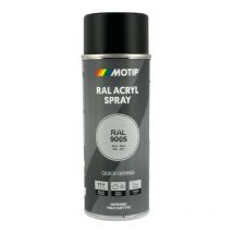Bombe De Peinture - Noir - Ral 9005 - Mat - Acrylique - Tous Supports - Motip - 400ml - Motip