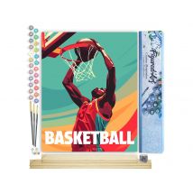 Peinture Par Numéro Figured'art - Affiche Sportive Basket - Kit De Loisir Créatif Diy Numéro D'Art Complet - 40x50cm Toile Roulée + Châssis En Bois À