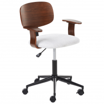 Chaise De Bureau Bois Foncé Et Siège En Polyester Gris Fonction Pivotante Réglable Pieds En Métal Mobilier De Bureau Élégant - Beliani