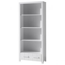 Erik Bibliothèque Bois Laqué Blanc 3 Tablettes Et 1 Tiroir L87xh205cm - Vipack