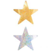 Stickers Sur Rouleau - Étoiles Holographiques - Argenté/doré - 2 Cm - 120 Pcs - Rico Design
