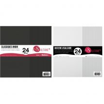48 Papiers Scrapbooking Noir + Blanc - 300g/ M², H : 30,5 Cm - Infocrea