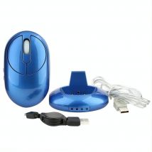 Souris Optique Sans Fil Rechargeable Avec Hub Usb Et Dock De Chargement Argentée Bleu Yonis - Yonis