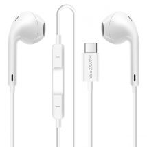 Mayaxess Écouteurs Pour Google Pixel 10 Pro Filaires Usb-c Avec Micro Intégré Blanc