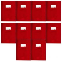 10 Protège-cahiers Opaque Rouge En Pvc – Format 24x32 Cm – Épaisseur 19/100ème – Grain Cuir - Apli