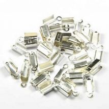 100 Embouts Cache Noeuds A Ecraser Metal Argente Clair 11,5 X 4,5 Mm - Creation Bijoux Perles - La boutique de Karine