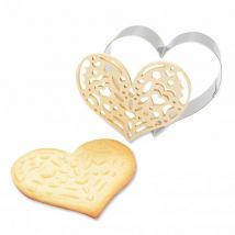 Kit Pour Biscuit En Relief Coeur + 2 Stylos Au Chocolat Blanc Et Rouge - Scrapcooking