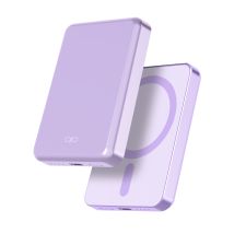 Force Power Powerbank Magsafe Et Sans Fil Qi 15w 5000mah Avec 1 Port Usb-c Charge Rapide Violet
