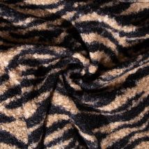 Tissu Bouclette Polyester Zebré Sur Fond Beige - Au Mètre - Craftine