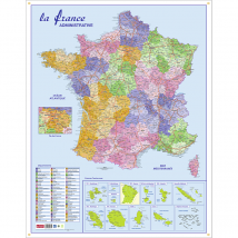 Carte Murale Pelliculée France Administrative 66 X 84,5 Cm - La Maison Du Calendrier