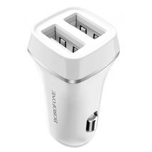 Borofone Chargeur Voiture Avec 2 Ports Usb-a Léger Et Compact Blanc