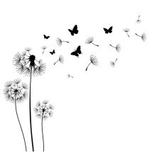 Lot De 4 Serviettes En Papier Découpage Collage 33 Cm Fleur Papillon Noir F 807 - Ambiente