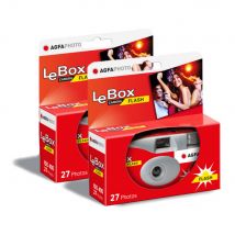 Agfa Photo 601020 - Pack 2 Appareils Photo Jetable Lebox Flash, 27 Photos, Objectif Optique 31 Mm - Gris Et Rouge - Agfa Photo