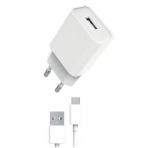 Myway Pack Chargeur Secteur 12w Avec Câble Usb-a Usb-c 1m Charge Rapide Blanc