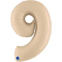 Ballon Géant Chiffre 9 Satin Cream (102 Cm) - Grabo