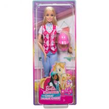 Coffret Barbie Cavalière Poupée Barbie Blonde + Accessoires - Collection Centre Équestre - Poupée Mannequin - Mattel - Hxj38 - Barbie