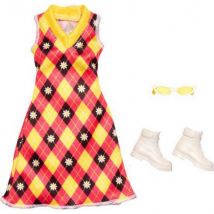 Mattel - Hjt17 - Habit Barbie - Accessoire Poupee - Robe Rose A Fleurs + Lunette + Chaussures - Vetement Poupee - Barbie