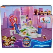 La Super Pat Patrouille Le Film : Le Quartier General Dans La Ville Mr Hellinger + 4 Figurines : Pat Patrouille Junior + Liberty - Paw Patrol Tour De 