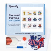 Figured’art Mini Série Diamond Painting - Coffret Premium 12 Toiles De 15x18cm Football - Broderie Diamant Avec Strass Carrés - Kit Complet - 