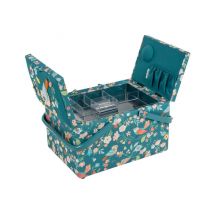 Boîte À Couture Double Ouverture - Motif Oiseaux – Hobby Gift (21 X 30,5 X 19,5 Cm) Vert