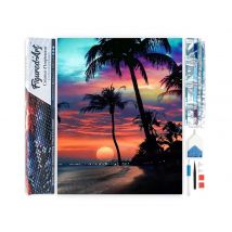 Diamond Painting Broderie Diamant Figured’art 40x50cm Toile Entière Roulée Avec Diamants Carrés - Coucher De Soleil Sur Une Île Paradisiaque - 