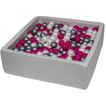 Piscine À Balles Pour Enfant, 90x90 Cm, Aire De Jeu + 450 Balles Perle, Rose, Argent - Velinda