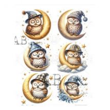 1 Feuille De Papier De Riz 21 X 29,7 Cm Ab Studio Milky Valley Chouette Lune 324 Scrapbooking