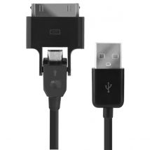 Blueway Câble Usb/micro Usb Avec Adaptateur Iphone/ipad 30 Broches Noir