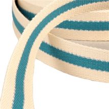 Sangle 3 Bandes Fil Métal 100 % Coton 30mm Bleu Canard Au Mètre - MyMercerie