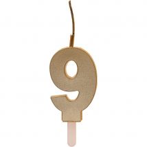 Duo Cierge Magique + Bougie Doré Chiffre 9 - Dekora