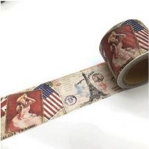 Washi Tape Masking Tape Ruban Adhésif Scrapbooking 3 Cm X 4.5 M Vintage France Amerique - No Name
