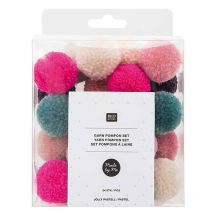 24 Pompons En Laine Teintes Pastel Jolly Christmas - Rico Design