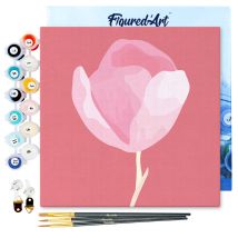 Mini Peinture Par Numéro Figured'art 20x20cm Avec Cadre Tulipe Sur Tige - Petit Format