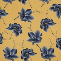 Tissu Viscose Amaryllis Sur Fond Jaune - Au Mètre - Craftine