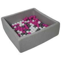 Piscine À Balles Pour Enfant, 90x90 Cm, Aire De Jeu + 150 Balles Blanc, Rose, Gris - Velinda