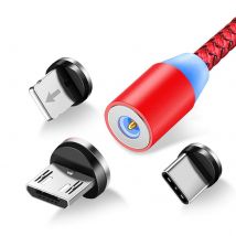 Câble Usb Vers Lightning, Usb-c Et Micro-usb Charge 2.4a 1m - Rouge - Avizar