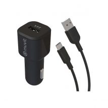 Muvit Chargeur Voiture Usb 12w 2,4a Et Câble Usb-c Vers Usb 1,2m Noir
