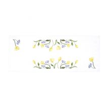 Kit De Chemin De Table Au Point De Croix - Tulipes - 40 X 100 Cm - Trimits Blanc