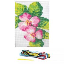 Kit Complet Canevas 15 X 20 Cm Motif Roses Bouquet De Fleurs - Distrifil