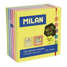 Bloc 400 Notes Adhésives Couleurs Fluo 76 X 76 Mm (jaune, Multicolore) - Milan