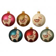 6 Boules De Noël Lama - Verre - Annikids