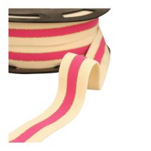 Bobine 20m Élastique Bicolore Lisières Or Et Argent 32mm Écru/rose/or - MyMercerie